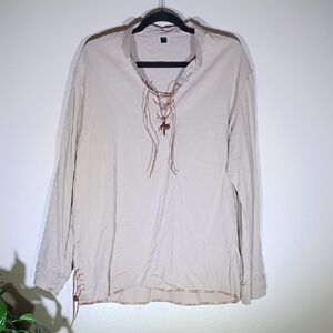 100% Cotton Beige Long Sleeve Shirt
